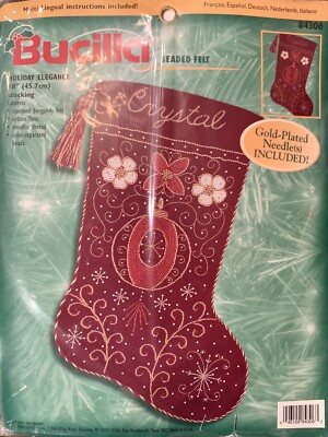 Bucilla Beaded Felt Stocking Holiday Elegance 18'' 84306 Christmas Craft Kit