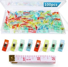 100 Pcs Sewing Clips for Fabric and Quilting,Premium Quilting Clips Assorted Col