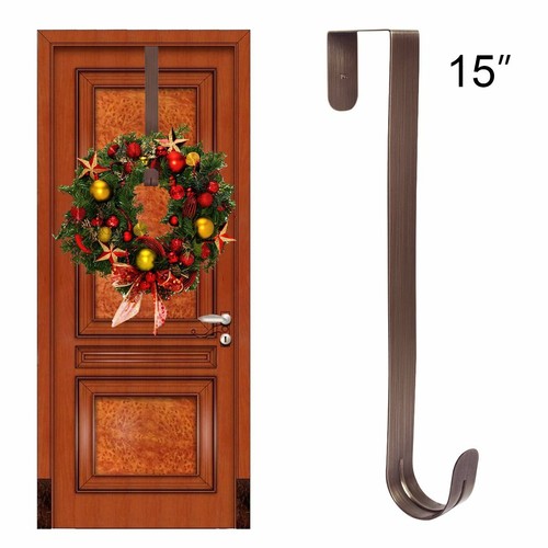 15"Bronze Christmas Wreath Metal Over Door Hanger Hook Clothes Hanger Door Decor - Picture 3 of 9
