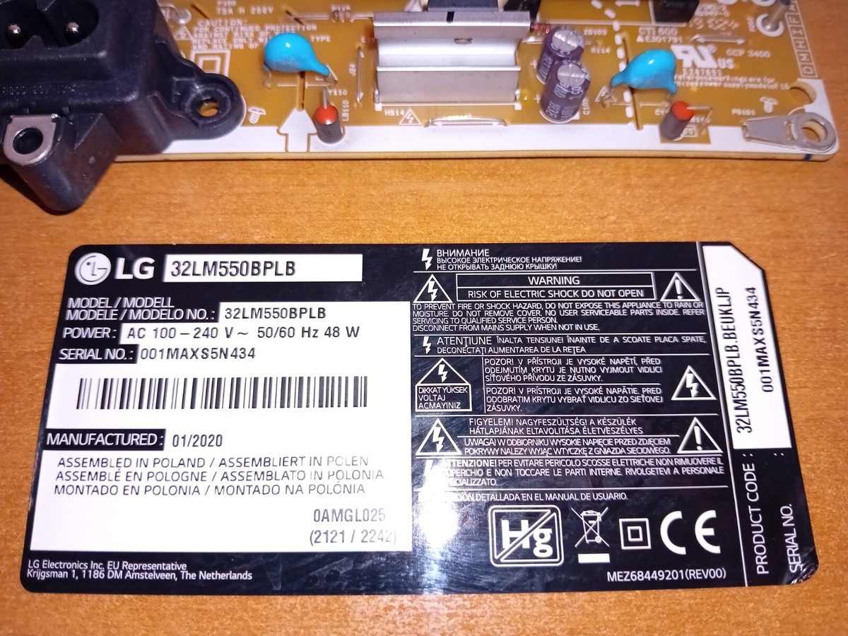Carte D'alimentation PSU Pour TV LG 32LM550BPLB – Neuve – EAX69091401