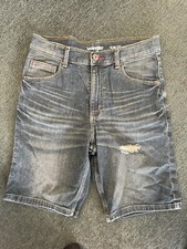 Wrangler Boys Shorts Size 16Reg Hybrid Slim Fit Blue Distressed
