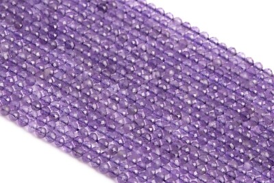 2-3MM Natural Purple Amethyst Beads Grade AAA Faceted Round Loose Beads 15''