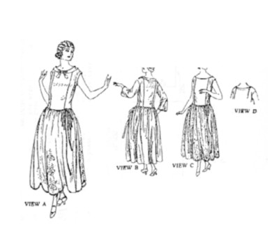 Past Patterns 4526 - Early 1920s Dress w Full Straight Skirt Sewing Pattern b34