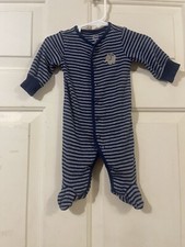 Little Planet Organic by Carters Blue Striped Elephant Footed Pajama 3m