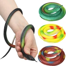 Rubber Snakes to Keep Birds Away - 4 Pieces Realistic Fake Rubber Snake Toys for