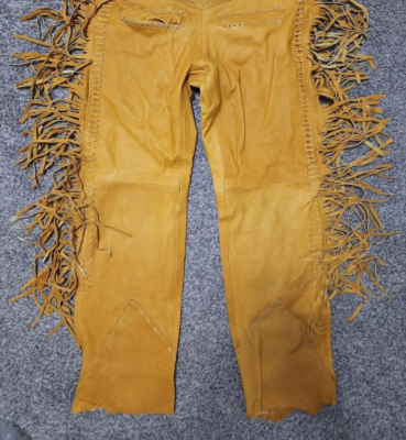 Men's Genuine Suede Leather Pants - American Native Grain Style Trousers With Belt Loops