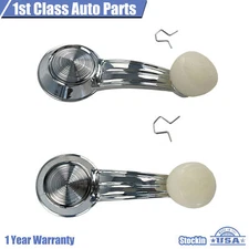 2PCS Window Cranks Handle Chrome w/Clear Knob For Buick Electra Impala Fleetwood