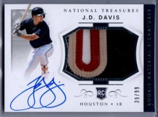 2018 National Treasures Rookie Material Signatures J.D. Davis PATCH AUTO ASTROS