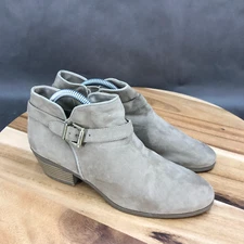 St. John's Bay Beige Faux Suede Harness Block Heel Booties Womens Size 6