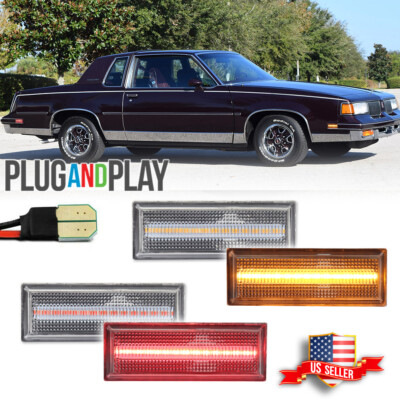4PCS Clear Front & Rear LED Side Marker Lights For 81-88 Oldsmobile Cutlass 442