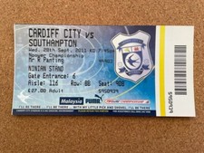 2011/12 CARDIFF CITY V SOUTHAMPTON 28-09-2011 CHAMPIONSHIP MATCH TICKET
