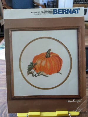 Counted cross stitch chart 1982 Bernat Helen Burgess Autumn Pumpkin