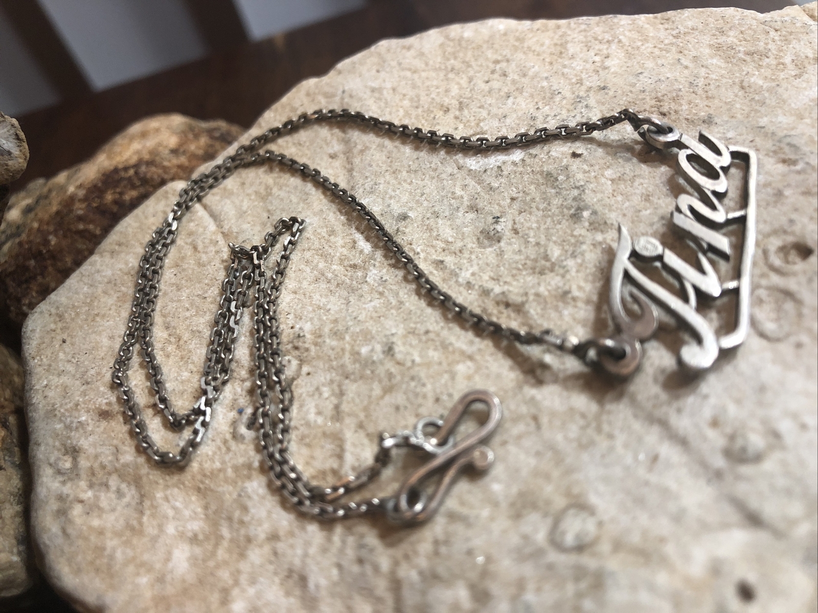 925 Sterling Silver TINA Name Statement Hook Clasp Ne… - Gem
