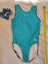 Plum Practicewear Gymnastics Leotard Blue, Beam DNA Design - Adult M