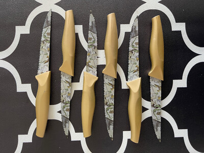 Karcu Premium Steak Knives Set of 6 Serrated Stainless Steel Sharp Blades - NIB