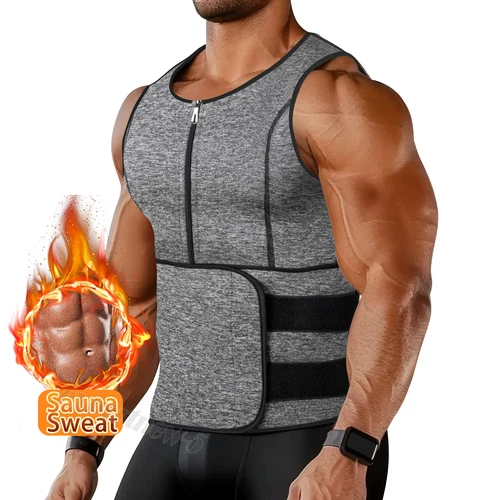 Traje de sauna para hombre chaleco de sudor entrenador de cintura moldeador corporal compresión gimnasio torso sin mangas - Imagen 17 de 31