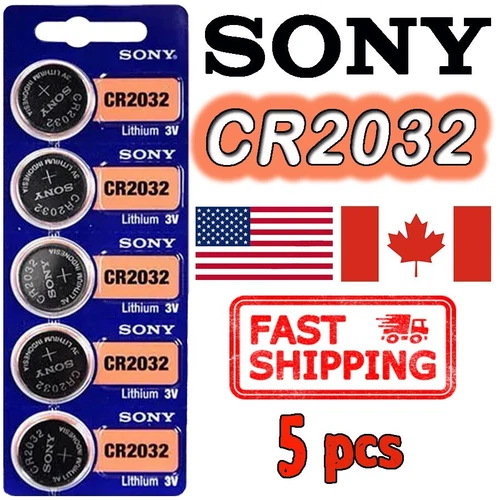 5 pcs SONY CR2032, Button Cell Lithium Battery 2032, 3V, 220mAh. Exp. 2030