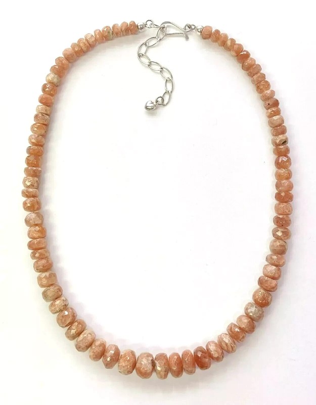 HSN Jay King Sterling Silver Sunstone Graduated Beaded Necklace