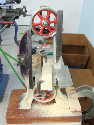 Miniature Bing cast iron bandsaw. Runs and cuts safely w/live steam or as is. - Picture 13 of 15