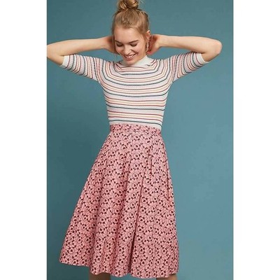 NEW Anthropologie Gardenia Pleated Skirt by Ottod'Ame Size 4 Floral
