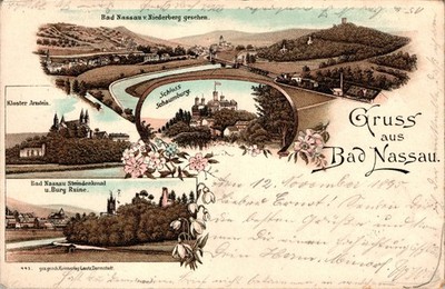 LITHO GRUSS AUS BAD NASSAU BALDUINSTEIN RHEIN LAHN KR. VON DER SEITE 4 BILD 1905