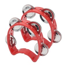 Cheerock 2-Pack Plastic Handheld Tambourine with 4 Jingle Bells Red red