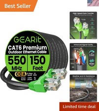 150 ft Direct Burial Cat 6 Ethernet Cable - UV Resistant  Waterproof Jacket