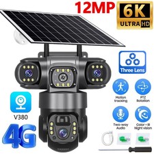 16 MP 4G SIM Solar Security IP Camera Outdoor 4 Lens PTZ CCTV Motion Detection
