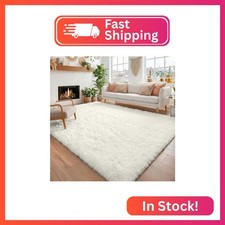 Amdrebio Cream Ivory White Plush Area Rug 4x6 for Bedroom Kids Nursery Dorm