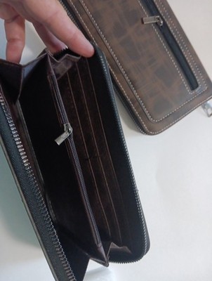 Womens Wallet, Long, Zippered, Gray