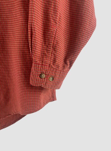 Eddie Bauer Men’s Large Red Check Dress Shirt Long Sleeve Button Down - Picture 7 of 10