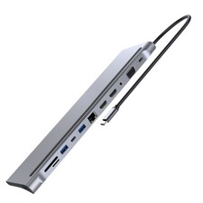 12 In 1 Type-C HUB USB3.0 USB2.0 VGA RJ45 USB-C PD 3.5mm Adapter For Laptop