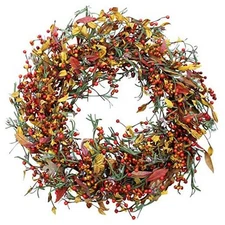  Appalachia Berry Silk Fall Door Wreath 24 inch, Handcrafted, Designed in USA, 