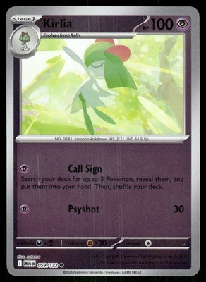 Kirlia 059/132 Common Mega Evolution Pokemon Reverse Holo Near Mint