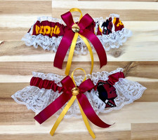 HANDMADE MLB Redskins Set of 2 White Lace Burgundy Ribbon Wedding GARTER