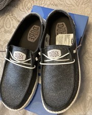 Hey Dude Wendy Metallic Sparkle Shoes Women's 8 Charcoal Slip On Casual Sneakers