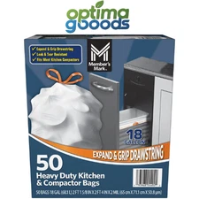 Member's Mark Heavy Duty Kitchen & Compactor Trash Bags (18 gal., 50 ct.)