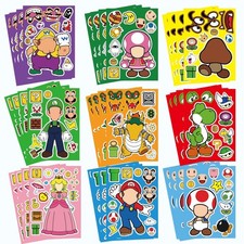 36 Pieces Make-a-face Stickers Pack, Mixed  Matched with 9 Designed Characte...