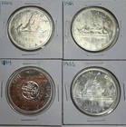 1959 1961 1964 1965 Lot Of 4 Canada Silver Dollars