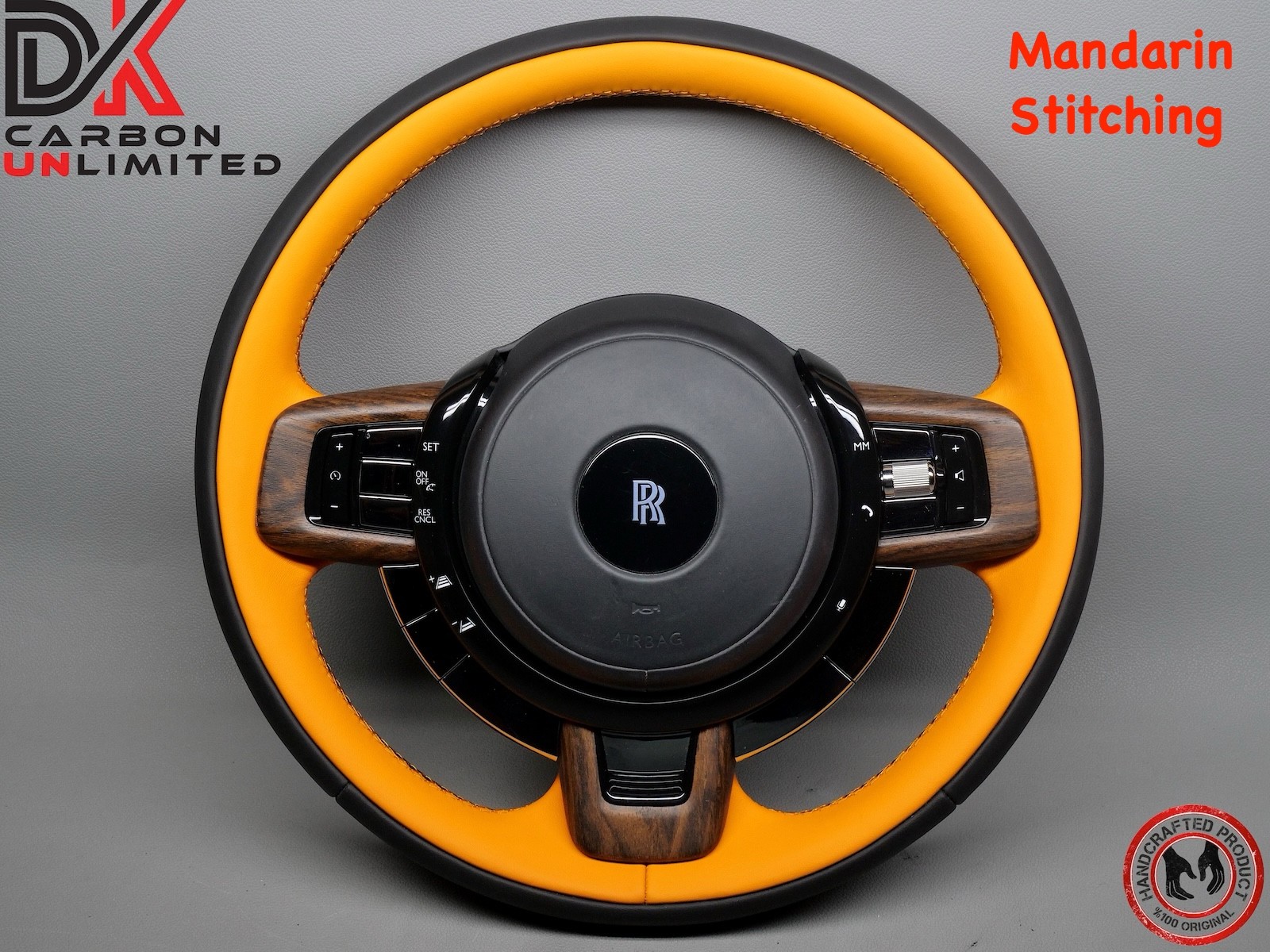 Rolls Royce Ghost Thick Rimmed 2 Tone Black Napa Mandarin Stitch Steering Wheel