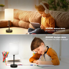 Small Bedside Table Lamp for Bedroom - 3 Color Temperatures Bedside Lamps wit...