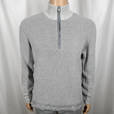 Calvin Klein Men  s XL Gray Waffle Knit Cotton Blend Half Zip Mock Neck Sweater