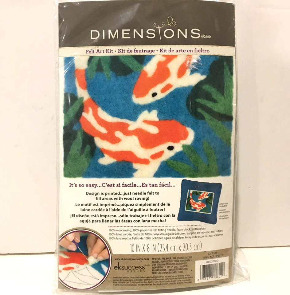 Dimensions Needle Felting Craft 2 Felt Kits Koi Fish Butterfly Roving Wool New - Image 2 of 4