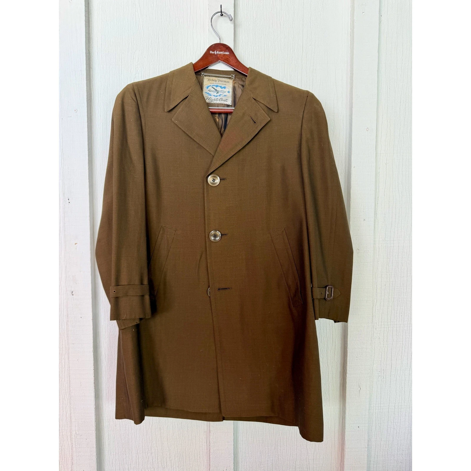 Hickey Freeman Mens Vintage Flight Coat Brown Hand Customized Raleighs Jacket - product detail image 1