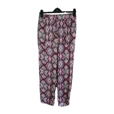 Zara Trousers Women Size Medium Mauve Straight Leg Satin Boho Ikat Pockets