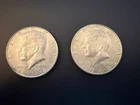 (2) 1968 KENNEDY HALF DOLLARS DENVER Mint Mark CIRCULATED VG FINE 40% Silver