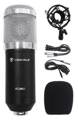 Rockville RCM01 Pro Studio Condenser Microphone, 200 Ohm, Cardioid Pattern, Meta