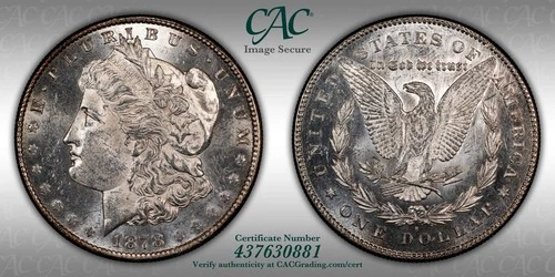 1878 S MORGAN SILVER DOLLAR CACG MS61 Highly Reflective.  Very Clean Coin