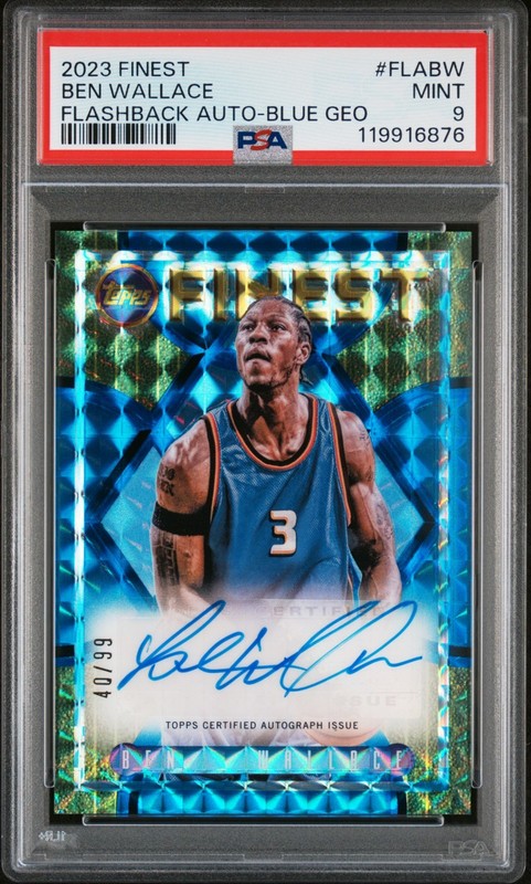 PSA 9 - BEN WALLACE #/99 Auto - 2023 Finest Flashback Autograph - BLUE GEOMETRIC