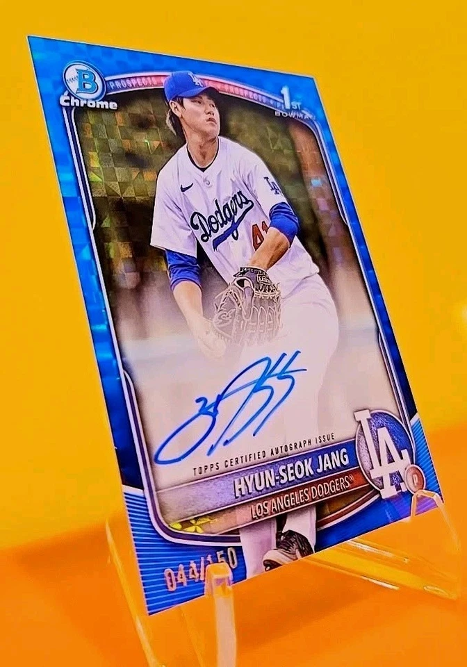 Bowman Chrome Hyun-Seok Jang 2025 #CPA-HJ "1st Blue X-Fractor Auto/150" Dodgers Foto 2 de 4
